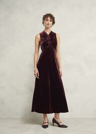 Isleworth Velvet Dress With Silk, Cocoa Brown, hi-res