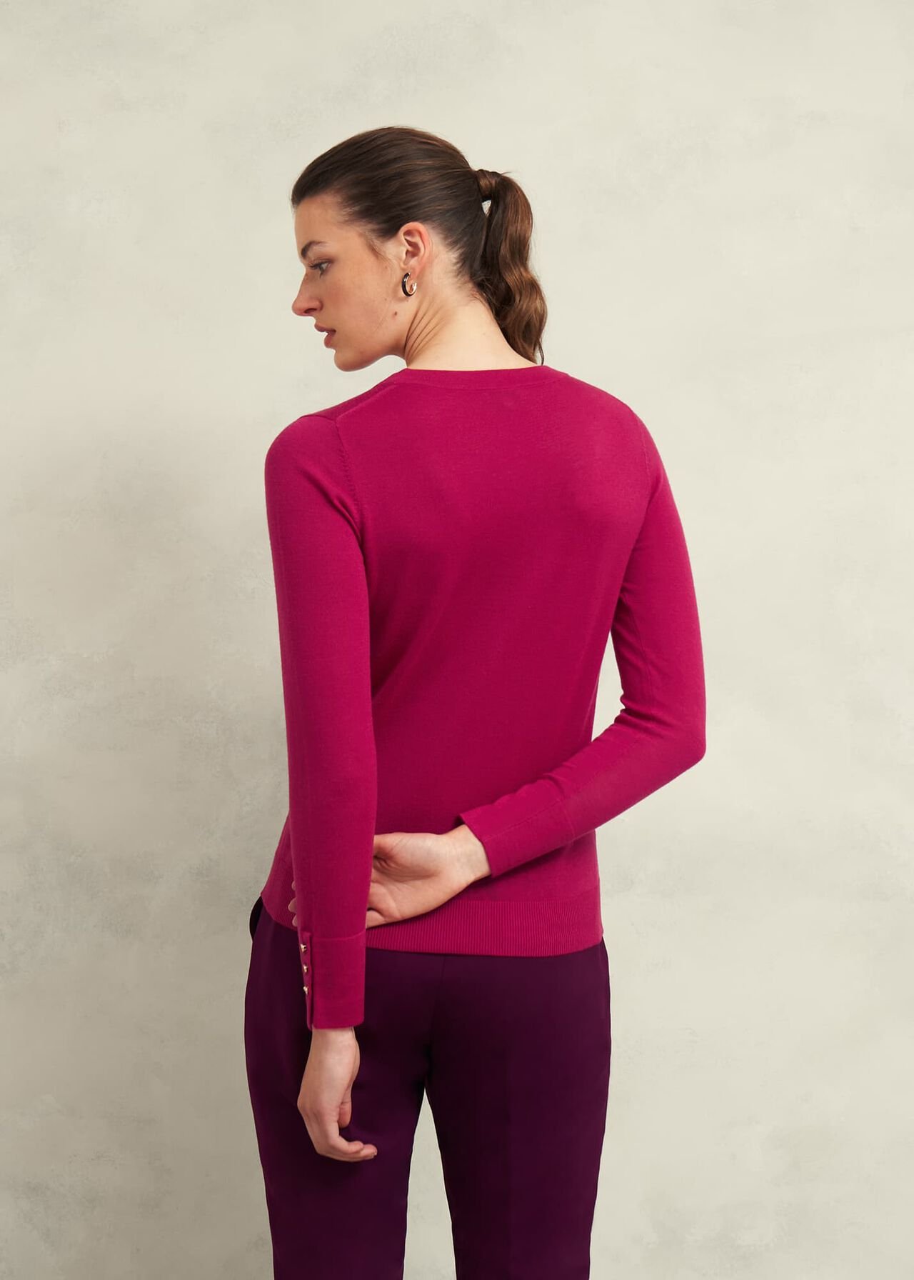 Penny Merino Wool Sweater, Cranberry Pink, hi-res