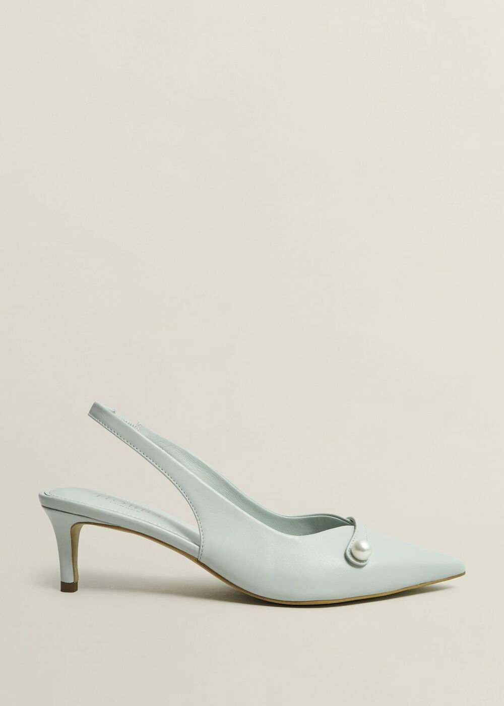 Serena Leather Slingbacks, Sage Green, hi-res