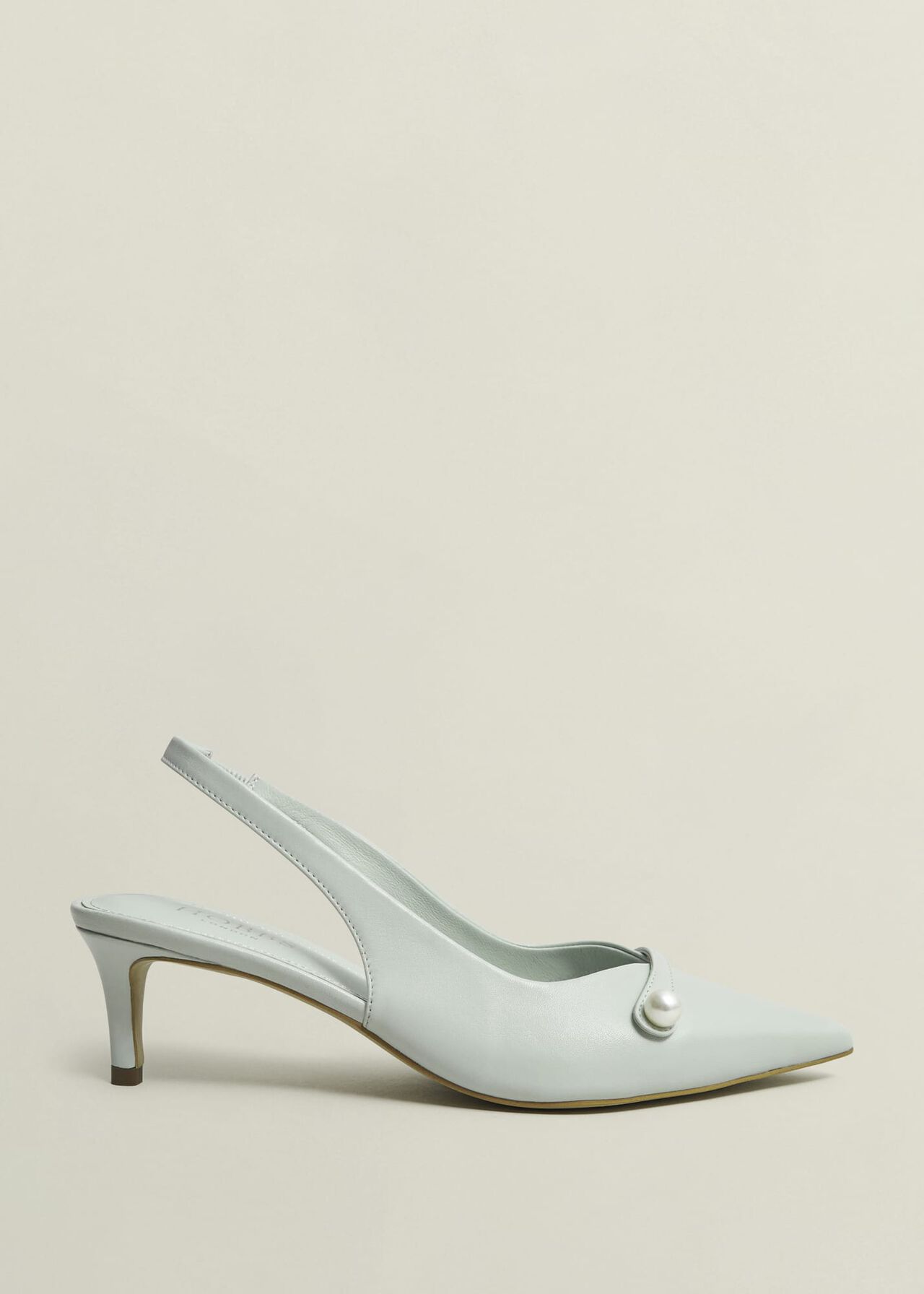 Serena Leather Slingbacks, Sage Green, hi-res