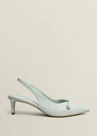 Serena Leather Slingbacks, Sage Green, hi-res