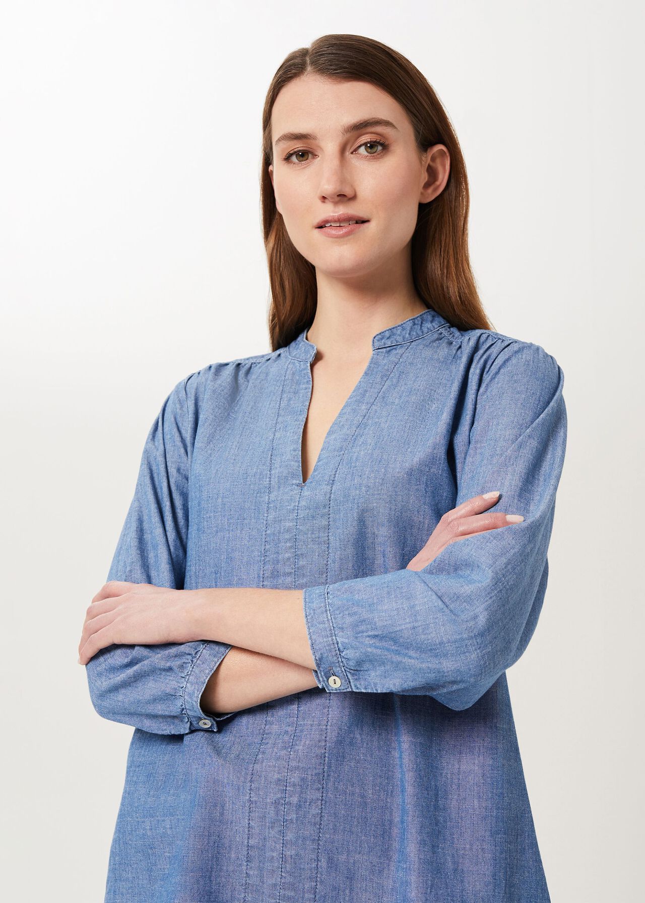 Sofia Chambray Blouse, Blue, hi-res