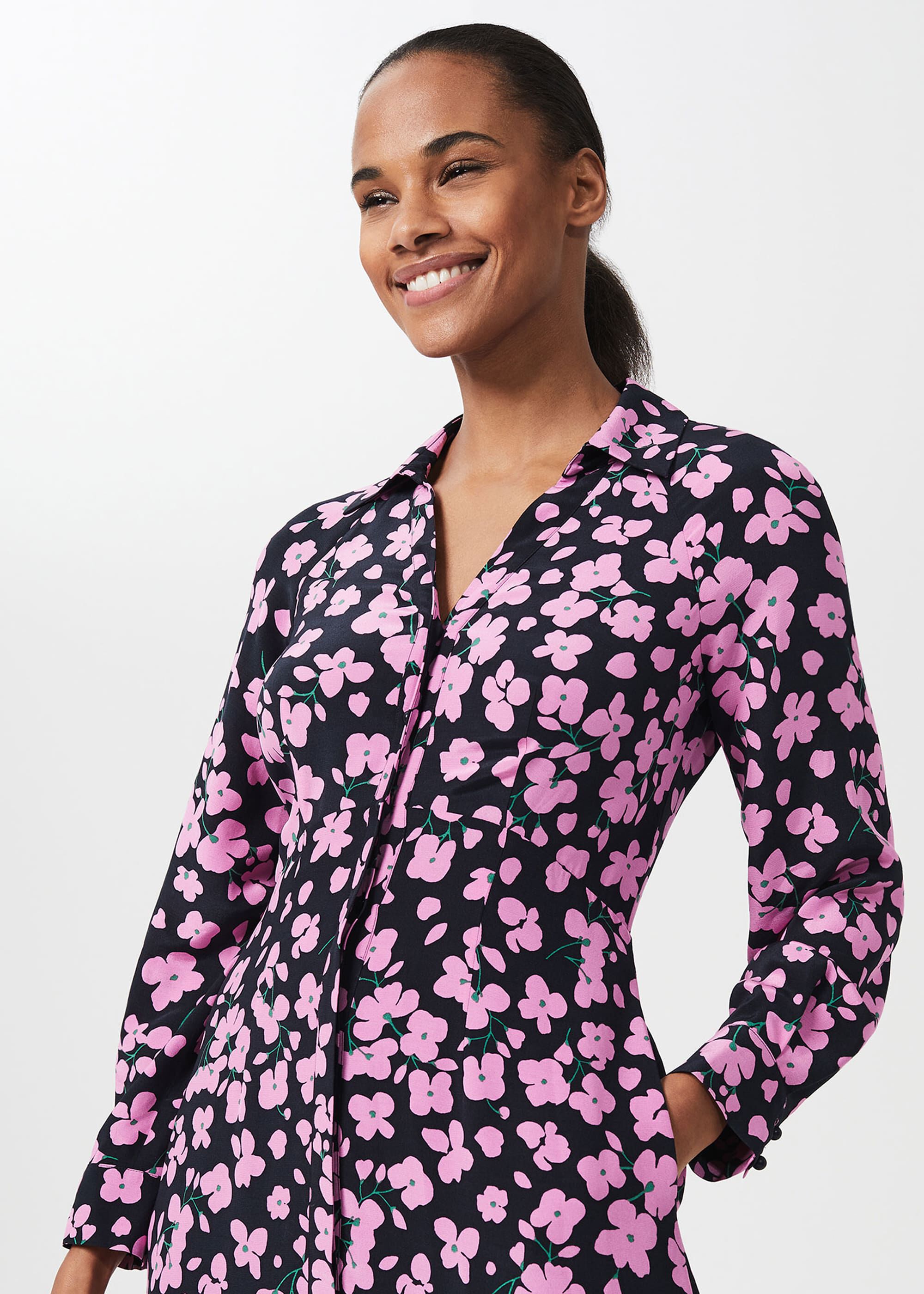 Navy and pink midi dress shop