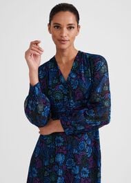 Petite Saffron Dress, Black Multi, hi-res