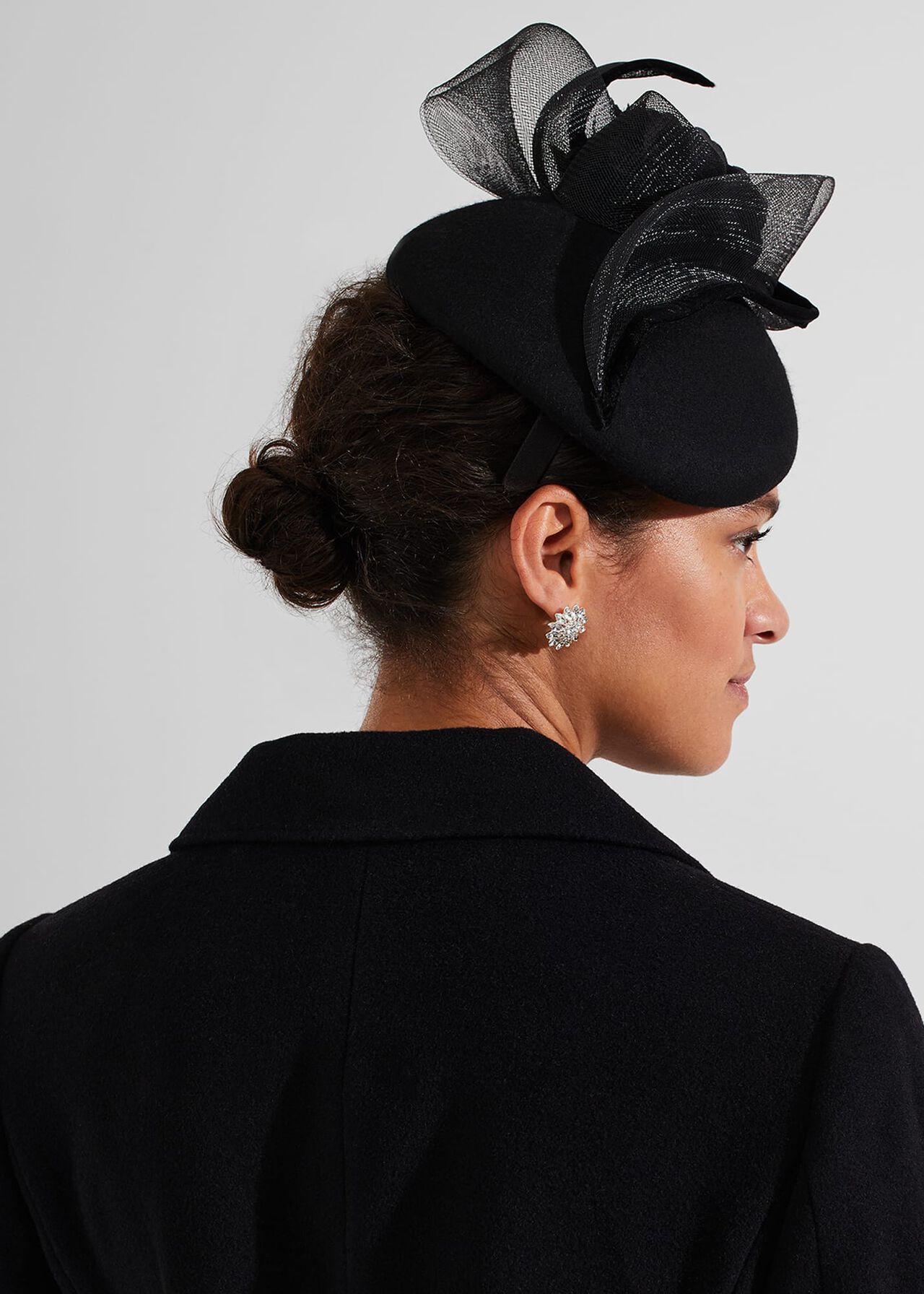 Magdalena Fascinator, Black, hi-res