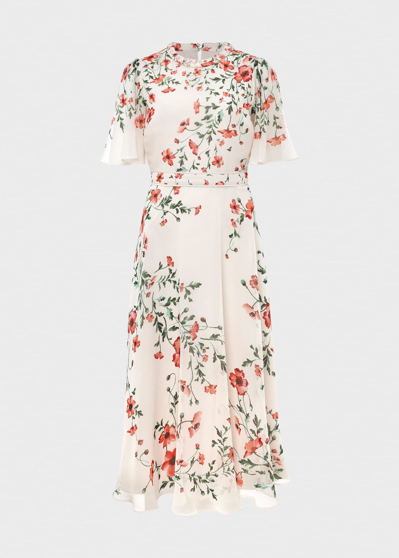 Gianna Silk Floral Dress, Cream Red Multi, hi-res