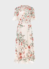 Gianna Silk Floral Dress, Cream Red Multi, hi-res