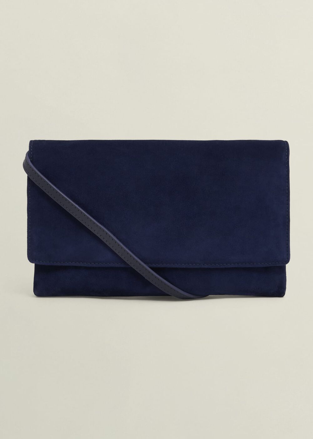 Renata Suede Clutch Bag, Midnight Navy, hi-res