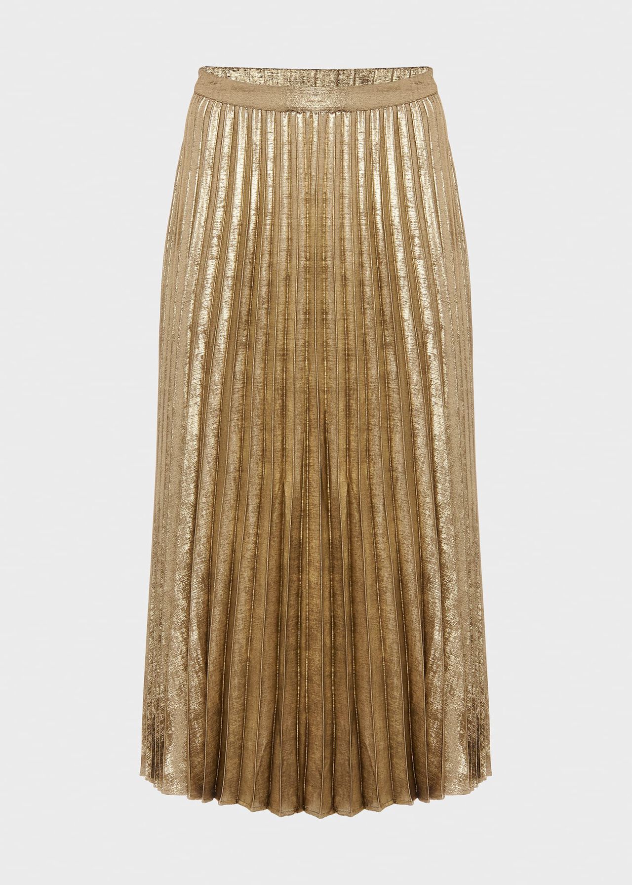 Annabella Midi Pleated Skirt, Gold, hi-res