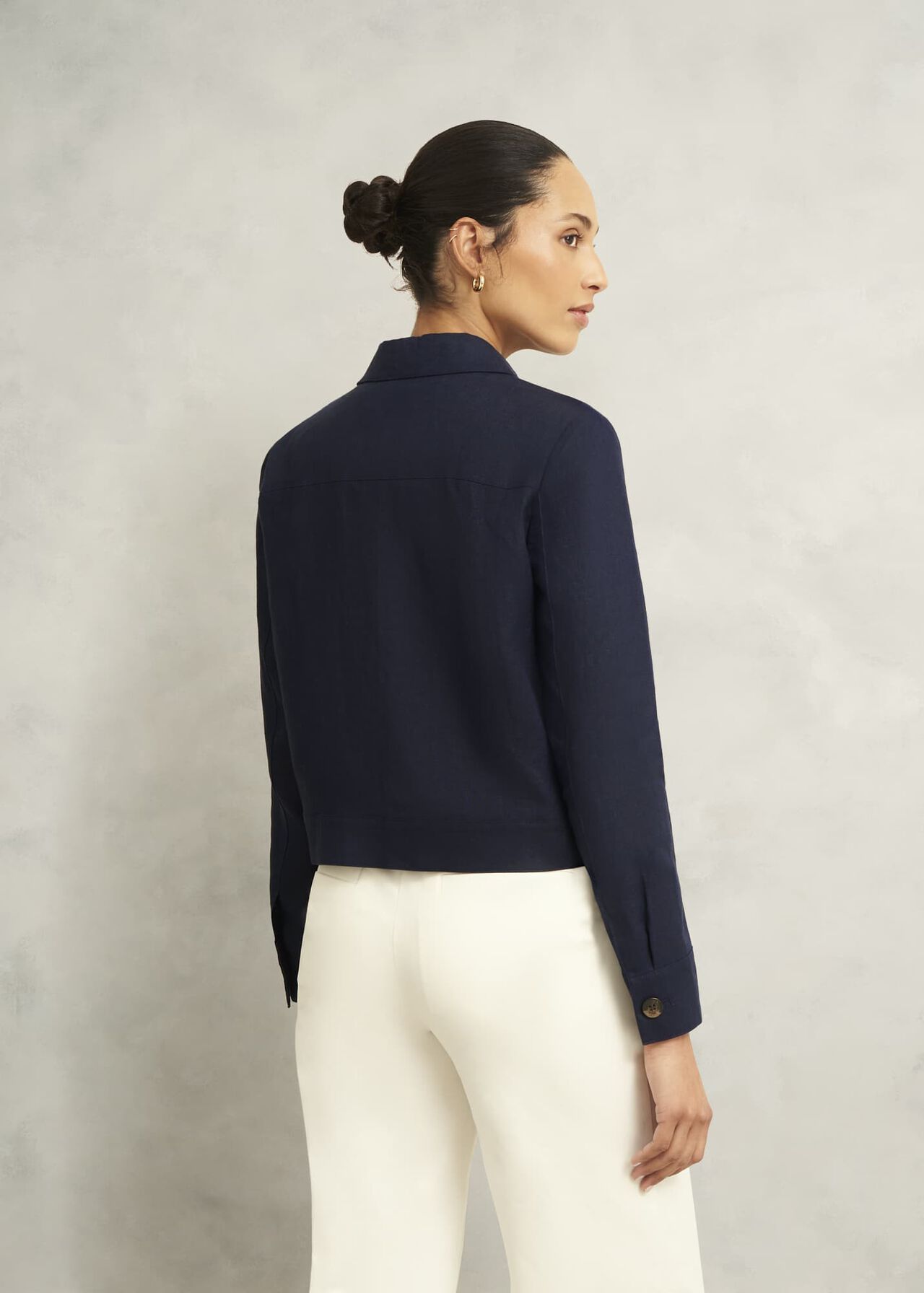 Clarence Linen Jacket, Navy, hi-res