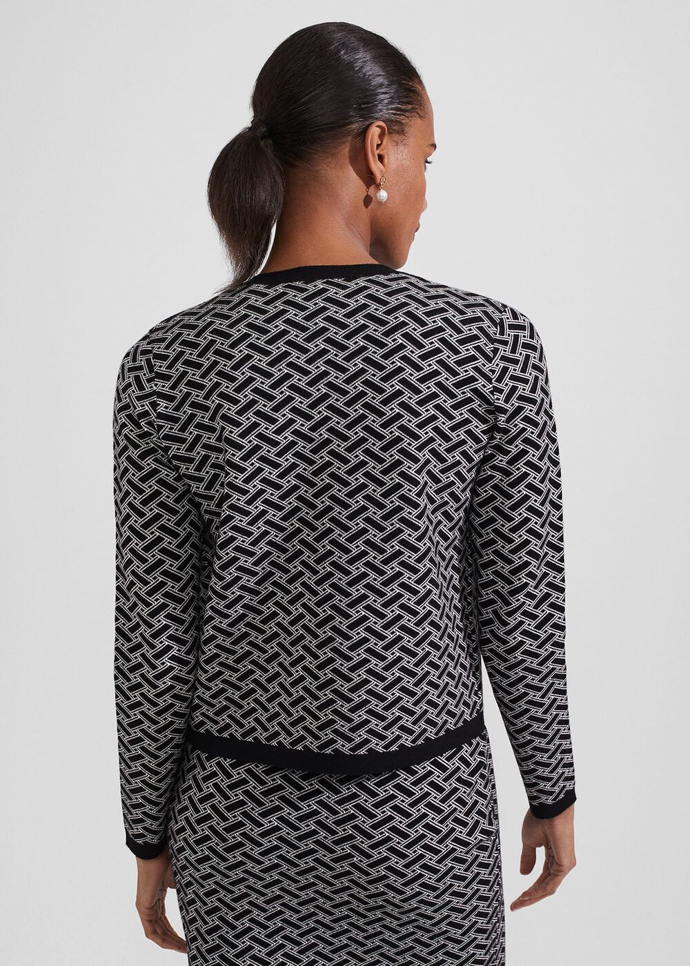 Perrie Knitted Jacket, Black Ivory, hi-res