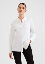 Safi Cotton Blend Shirt, White, hi-res