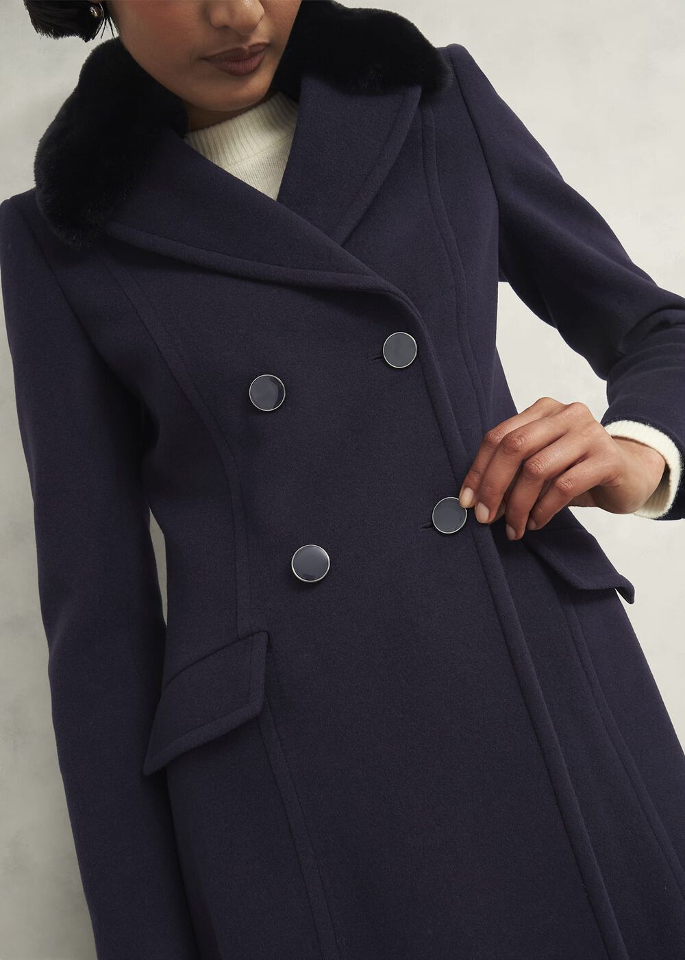 Petite Marlene Wool Blend Coat, Navy, hi-res