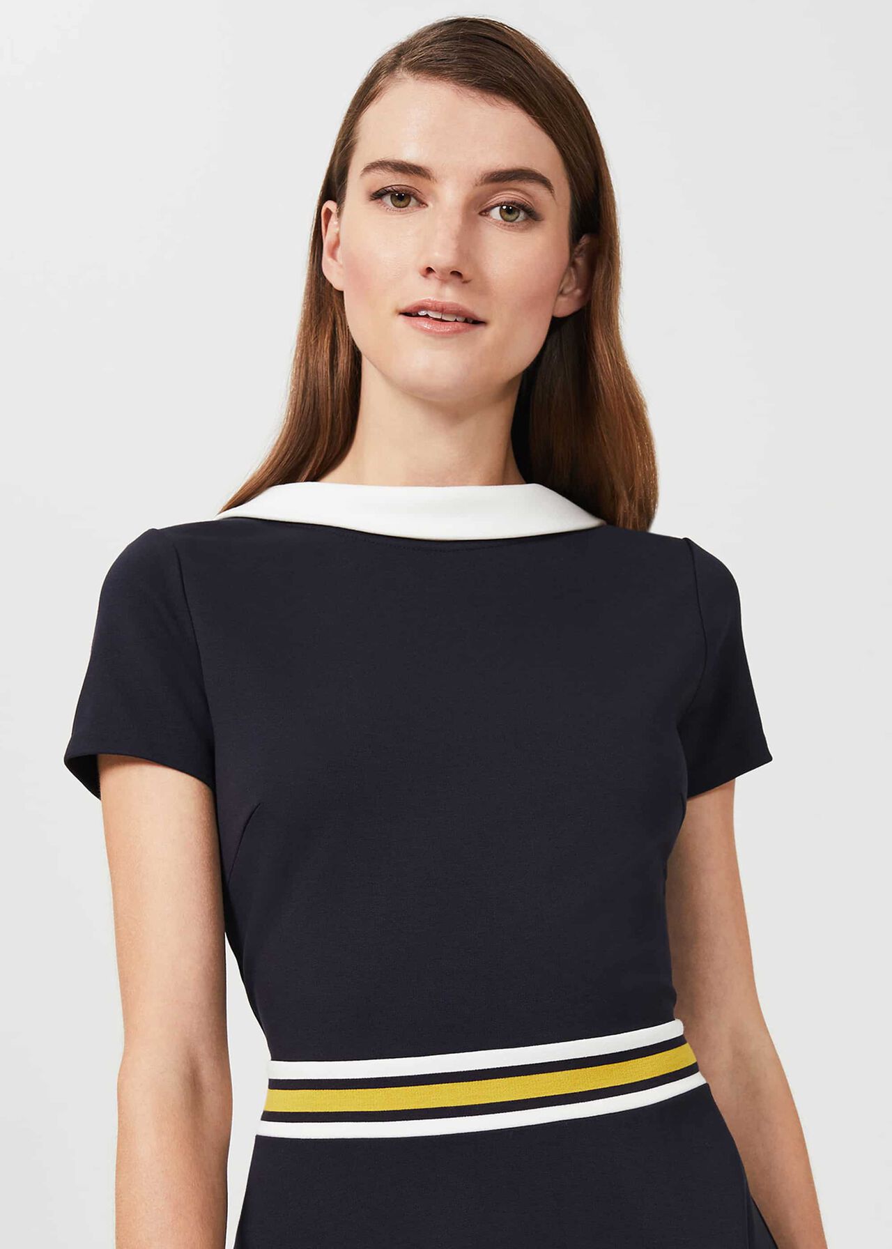 Betsy Jersey Fit And Flare Dress, Navy Ivory, hi-res