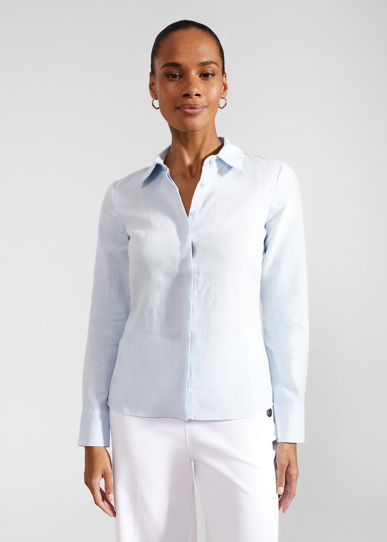 Victoria Linen Shirt, Pale Blue, hi-res