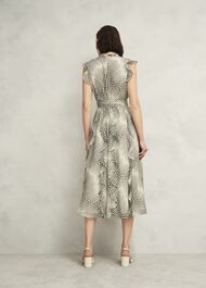 Nina Ruffle Midi Dress, Cream Black, hi-res