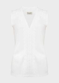Larna Broderie Top, White, hi-res