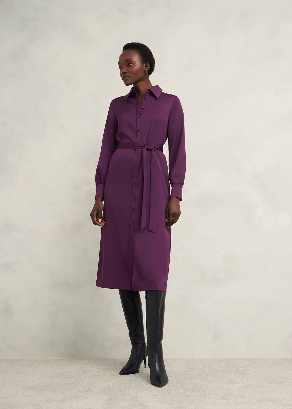Arianne Satin Dress, Regal Purple, hi-res