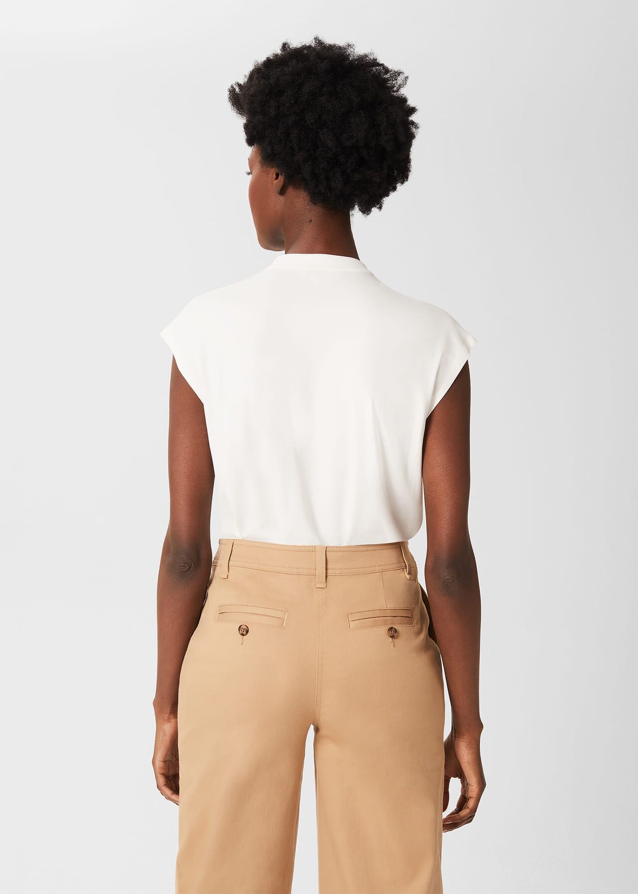 Maeve Button Neck Top , Ivory, hi-res