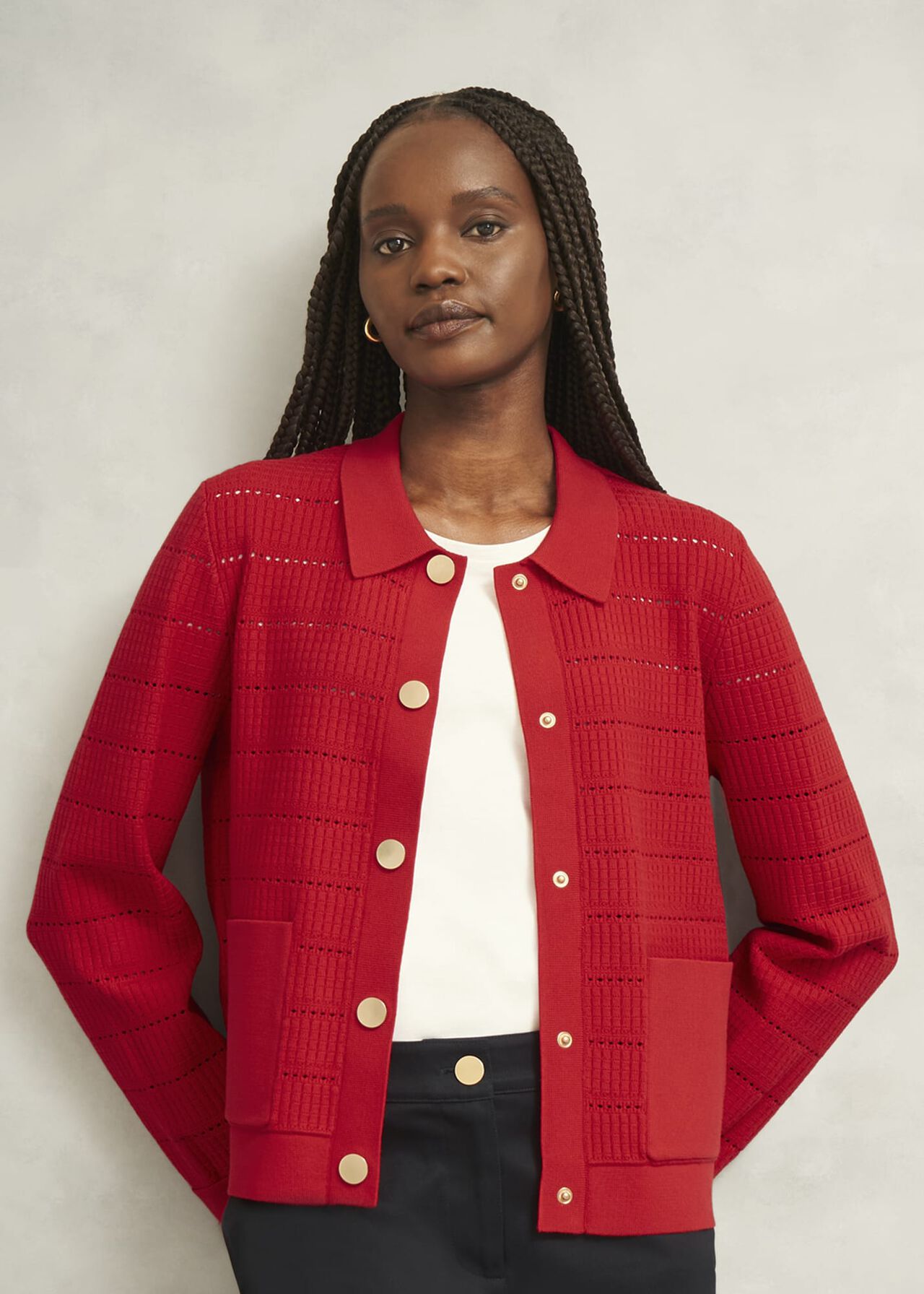 Tessa Knitted Jacket, Petunia Red, hi-res