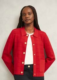 Tessa Knitted Jacket, Petunia Red, hi-res