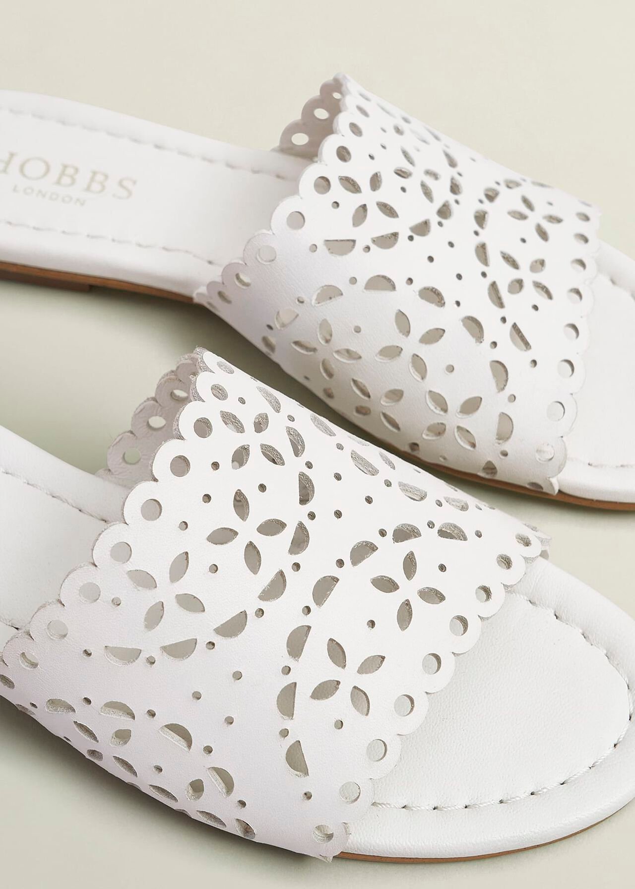 Brodie Leather Slides, Ivory, hi-res