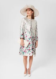 Gwen Floral Jacquard Coat, Oyster Multi, hi-res