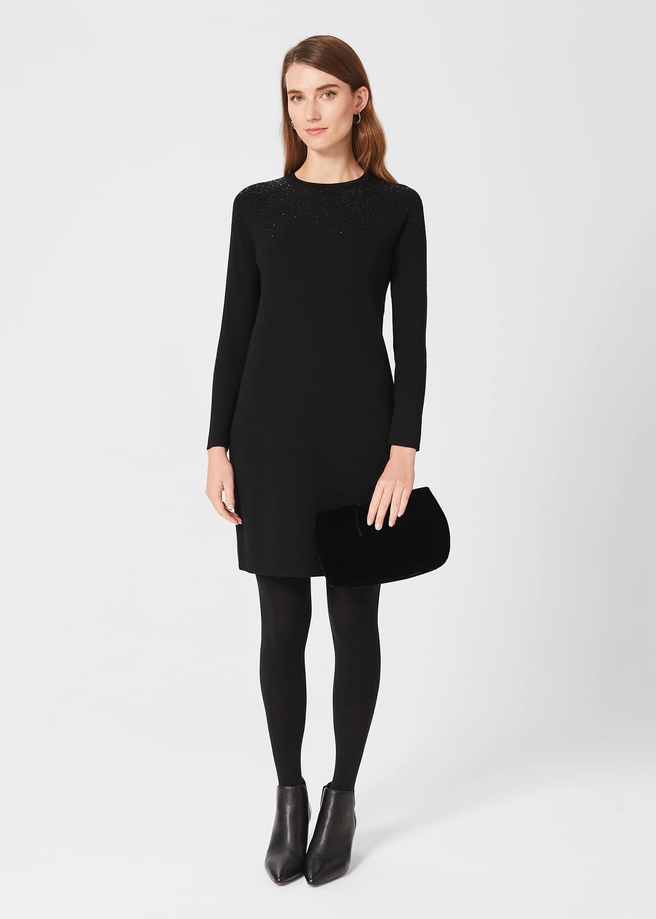 Viviene Knitted Dress, Black, hi-res