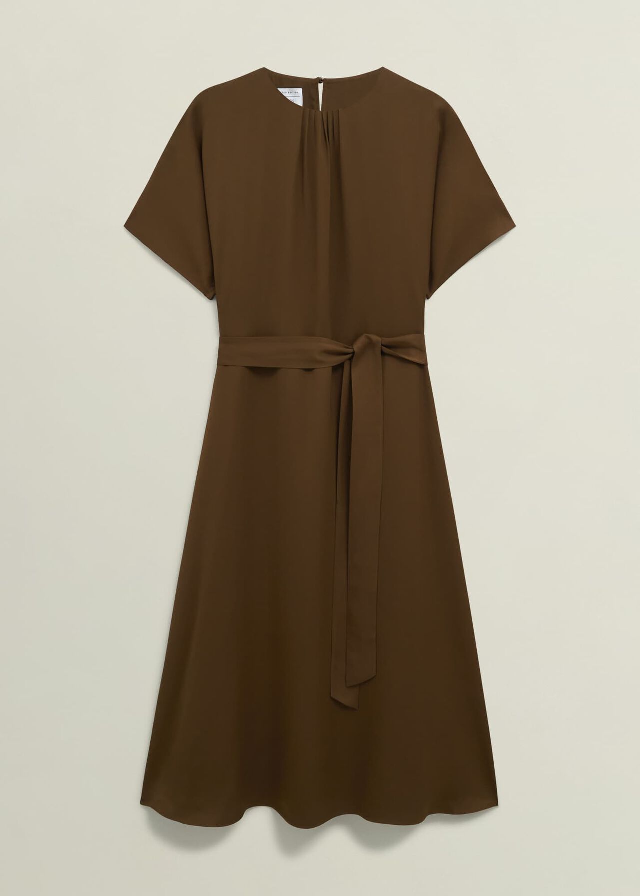 Darracott Tie Waist Midi Dress, Medlar Brown, hi-res