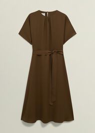 Darracott Tie Waist Midi Dress, Medlar Brown, hi-res