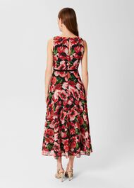 Carly Floral Midi Dress, Red Multi, hi-res
