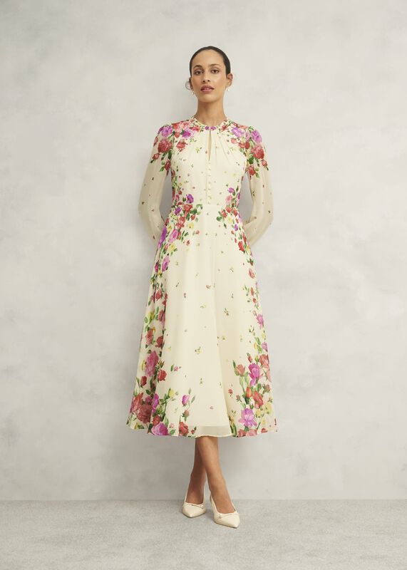 Petite Eva Floral Silk Dress