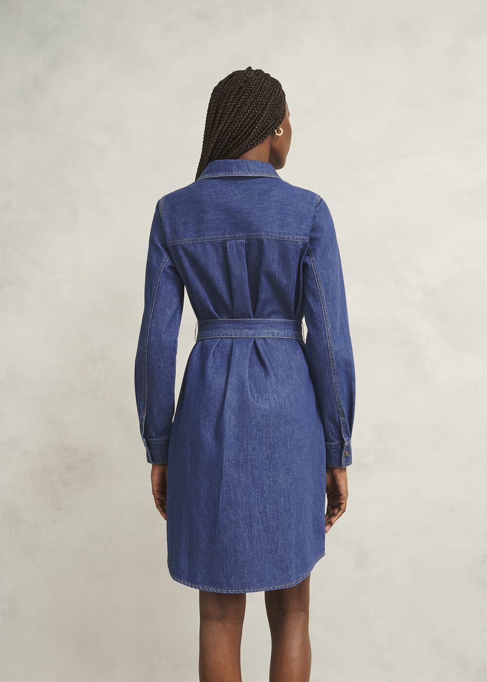 Francesca Denim Dress, Mid Wash Blue, hi-res