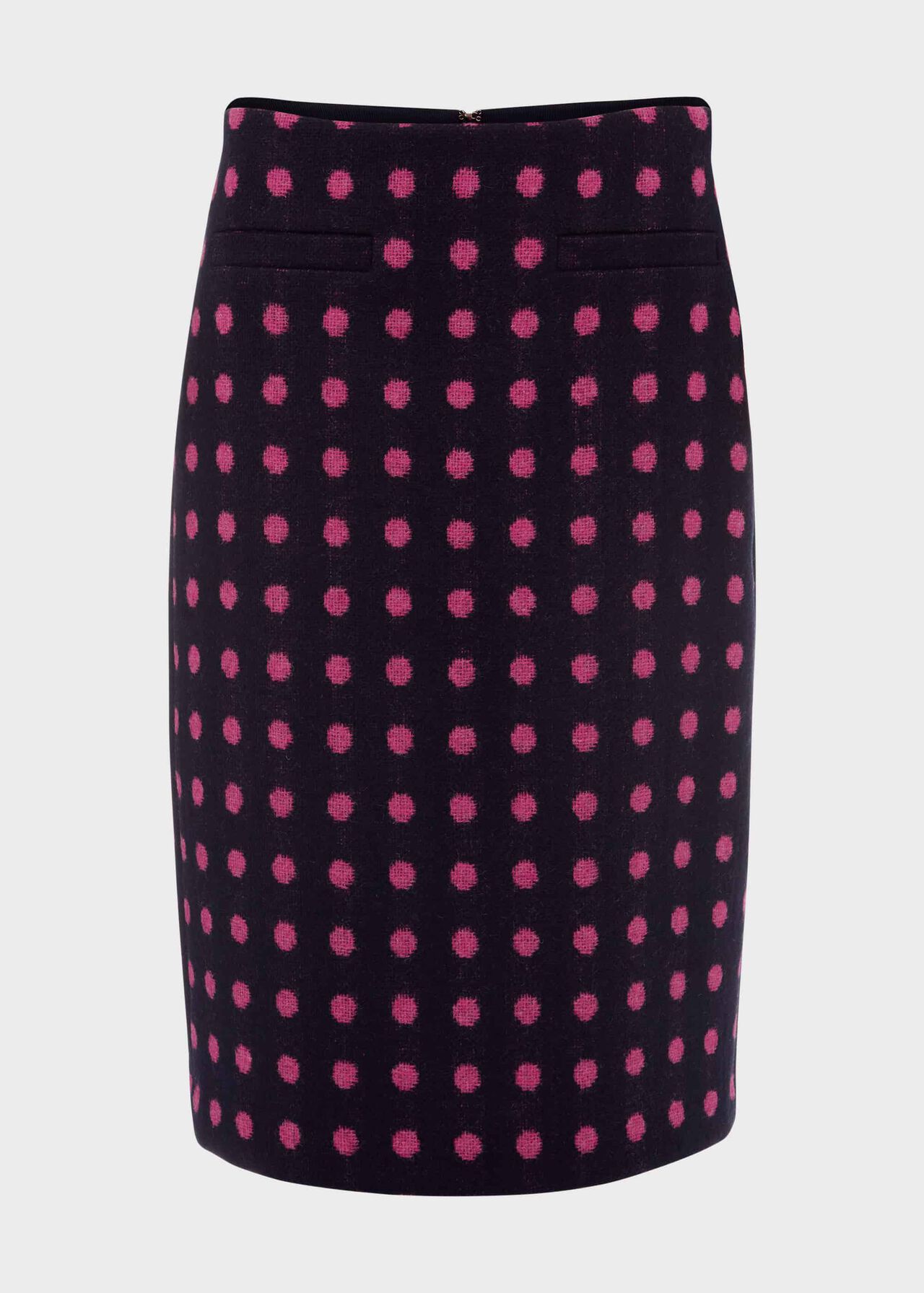 Valerie Wool Spot Pencil Skirt, Navy Pink, hi-res