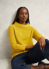 Camilla Cotton Sweater, Gold Chartreuse, hi-res