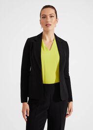 Vanessa Crepe Jacket, Black, hi-res