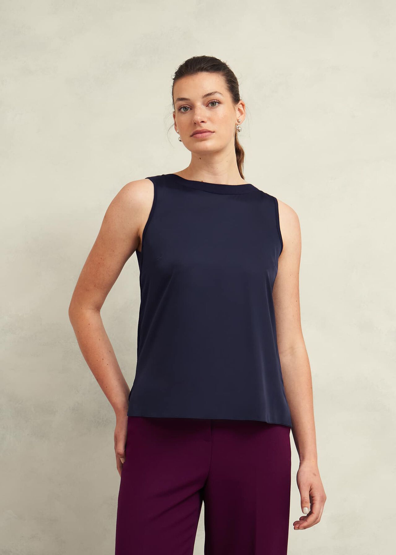 Trina knitted top, Hobbs Navy, hi-res