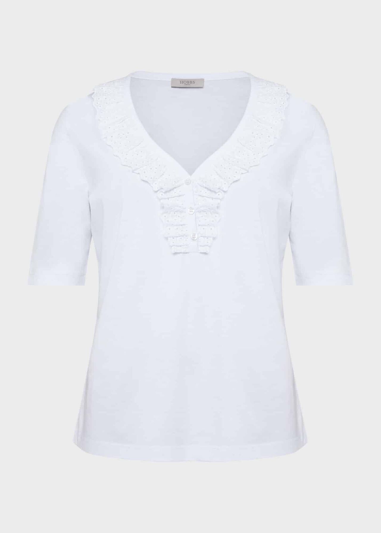 Demi Broderie Top, White, hi-res