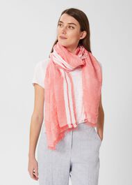 Maryam Linen Scarf , Grapefruit, hi-res