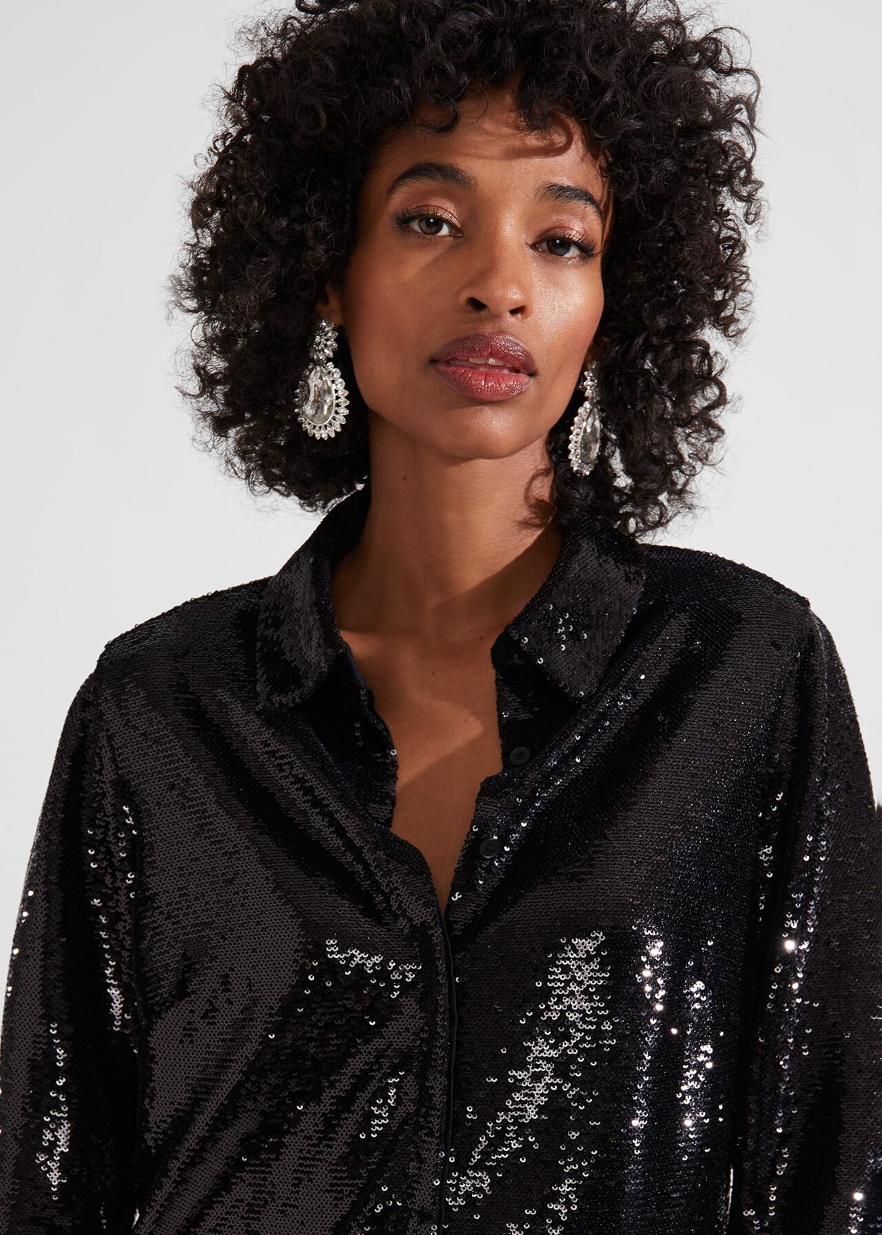 Greta Sequin Shirt, Black, hi-res