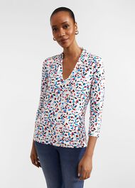 Aimee Printed Top, Ivory Multi, hi-res