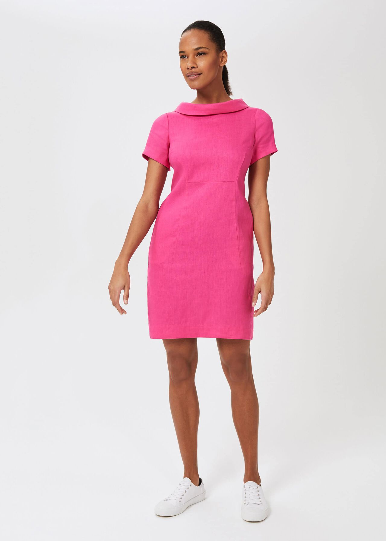 Petra Linen Dress, Pink, hi-res