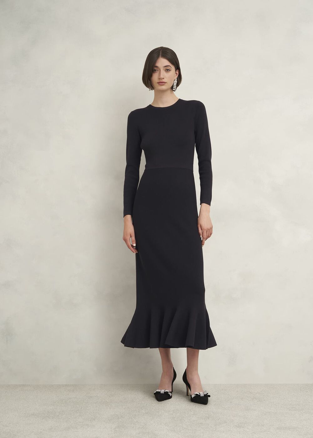 Lucilla Knitted Dress, Hobbs Black, hi-res