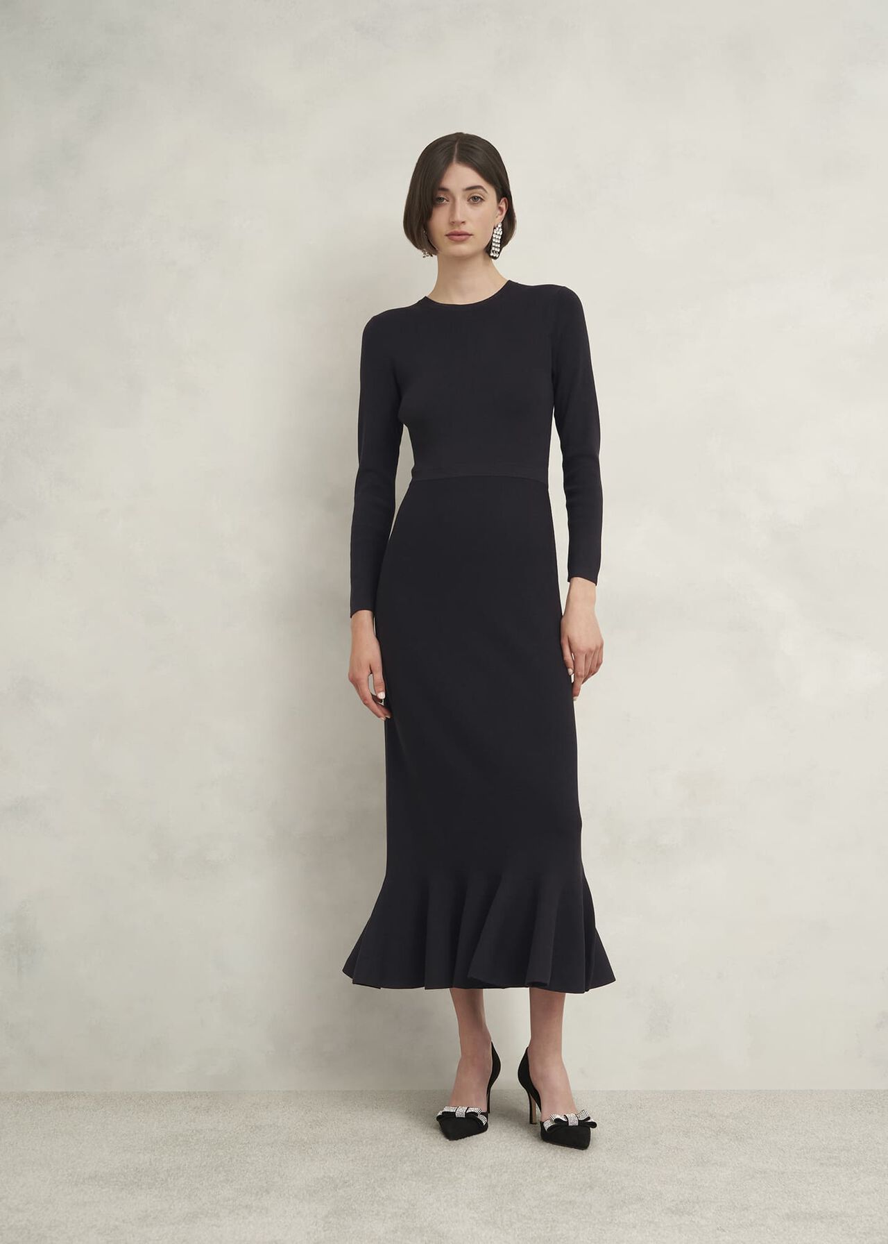 Lucilla Knitted Dress, Hobbs Black, hi-res