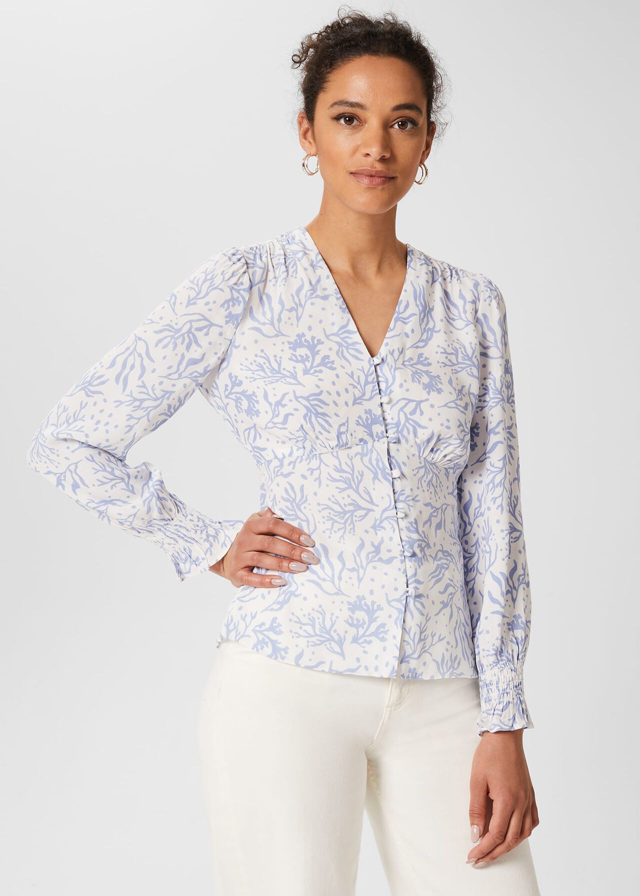 Maggie Top, Ivory Pale Blue, hi-res