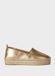 Alicia Leather Platform Espadrilles, Metallic, hi-res