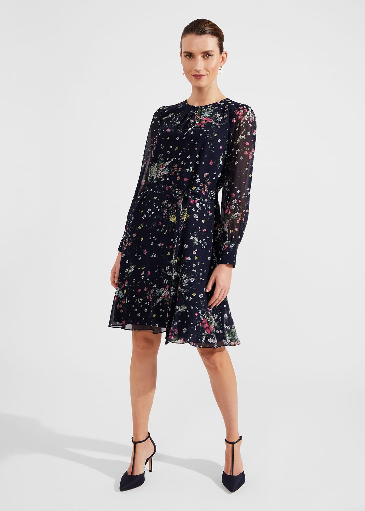 Frances A Line Dress, Navy Multi, hi-res