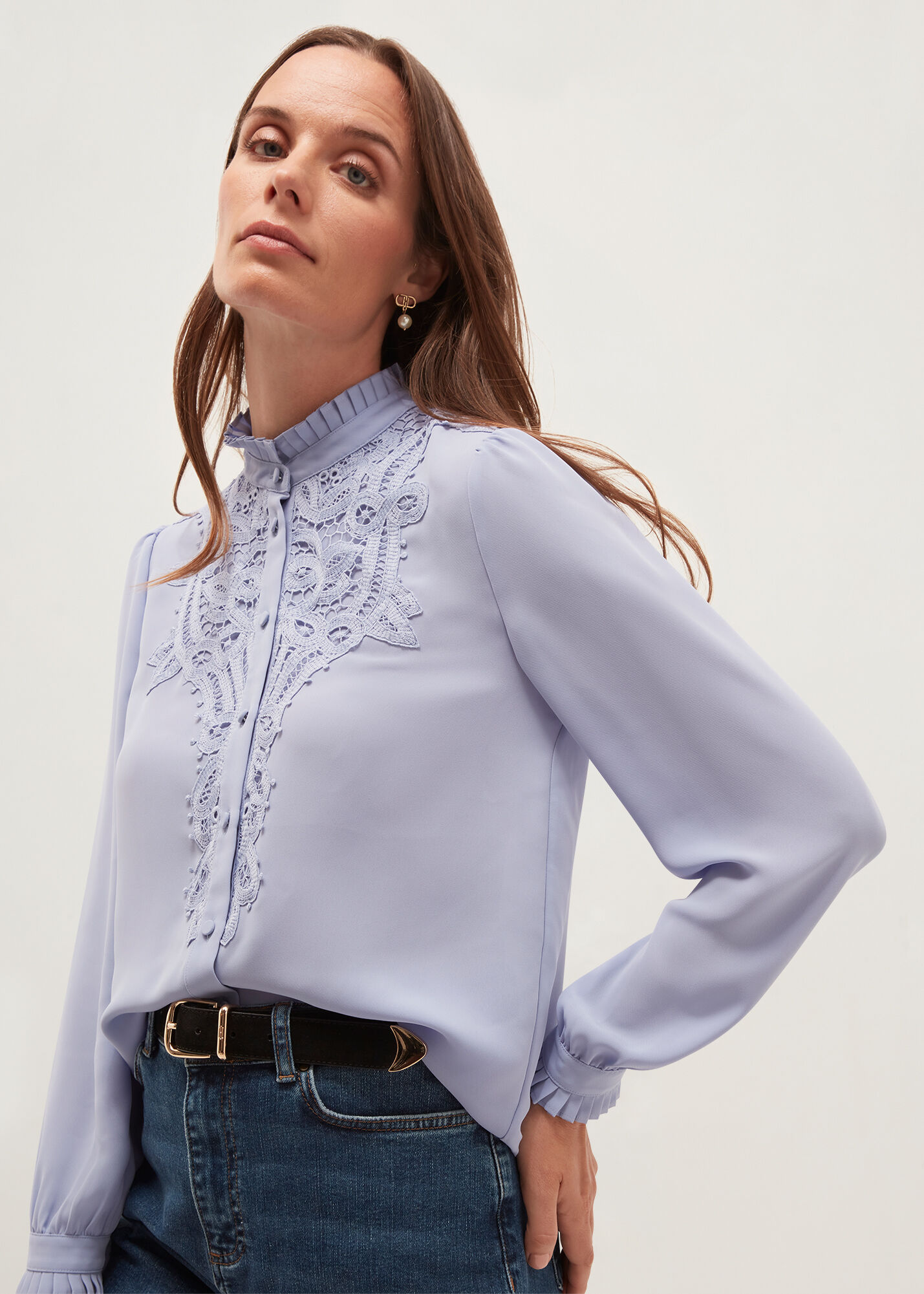 Delora Embroidered Lace Trim Blouse | Hobbs US |