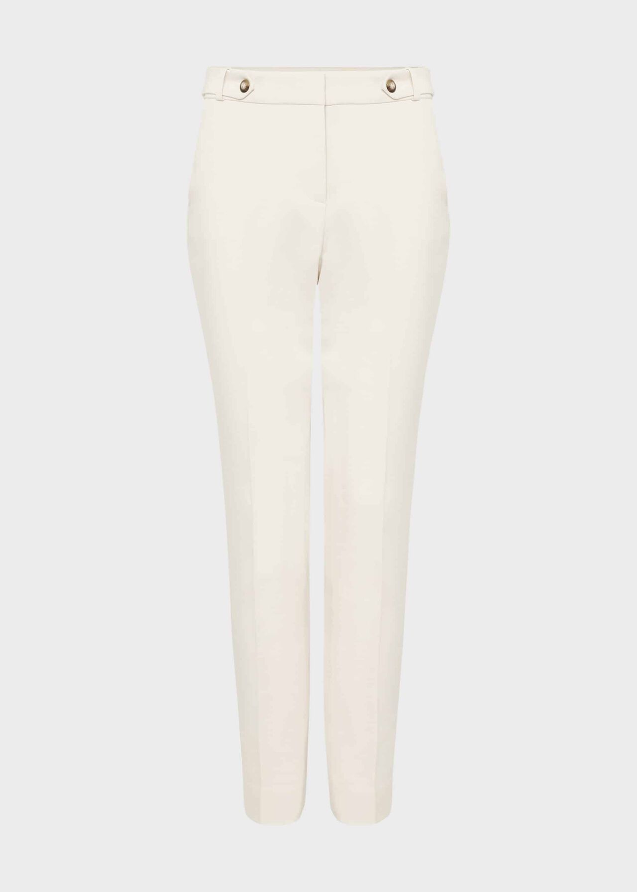 Jasmine Cotton Blend Tapered Trousers, Warm Ivory, hi-res