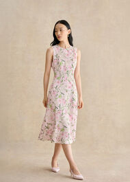 Lana Floral Jacquard Dress, Pale Pink Multi, hi-res